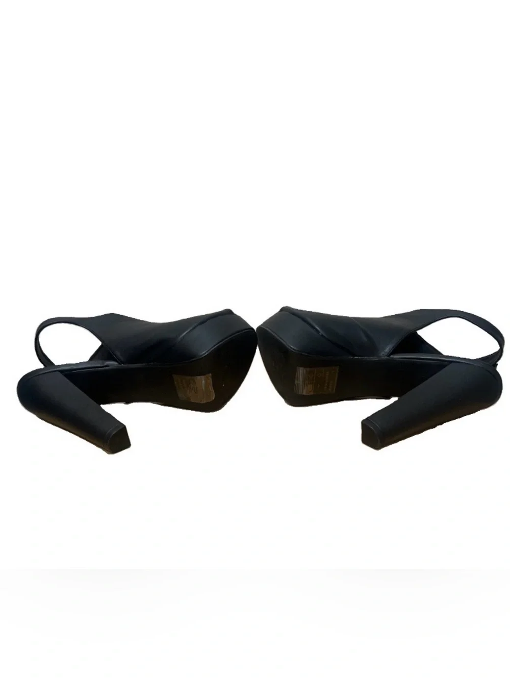 Mascotte Black Peep-Toe Platform Heels with Ankle Strap 10